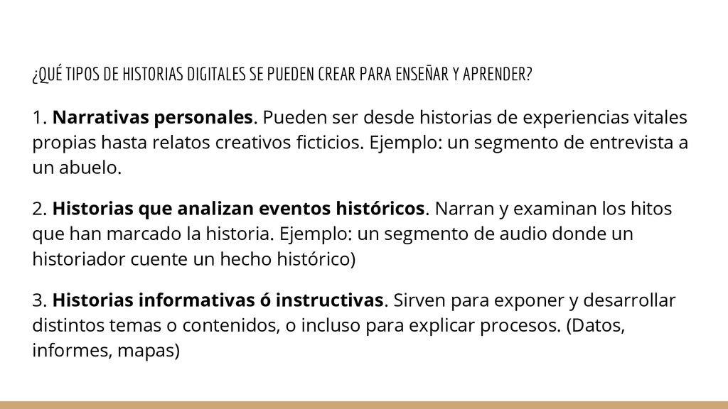 ¿QUÉ TIPOS DE HISTORIAS DIGITALES SE PUEDEN CREAR PARA ENSEÑAR Y APRENDER