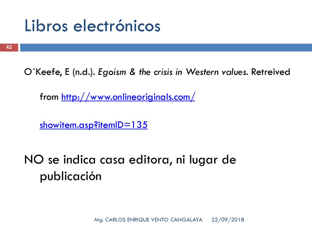 Libros electrónicos NO se indica casa editora, ni lugar de publicación