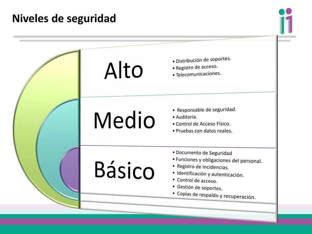 Alto Medio Básico Niveles de seguridad Distribución de soportes.