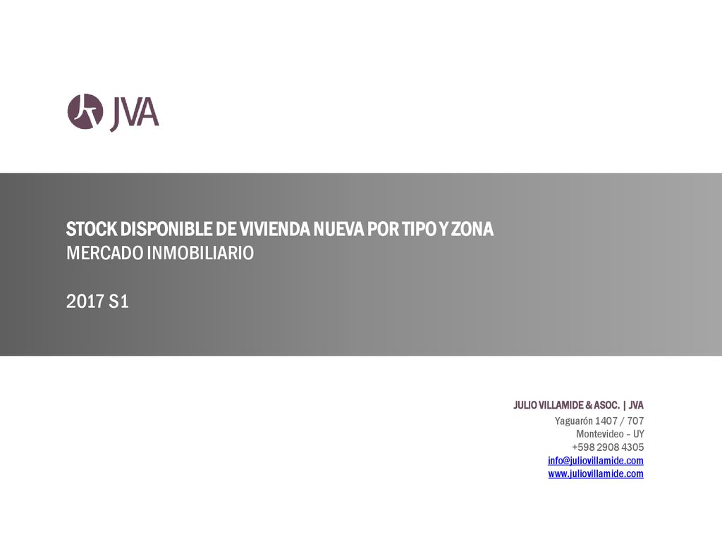 STOCK DISPONIBLE DE VIVIENDA NUEVA POR TIPO Y ZONA
