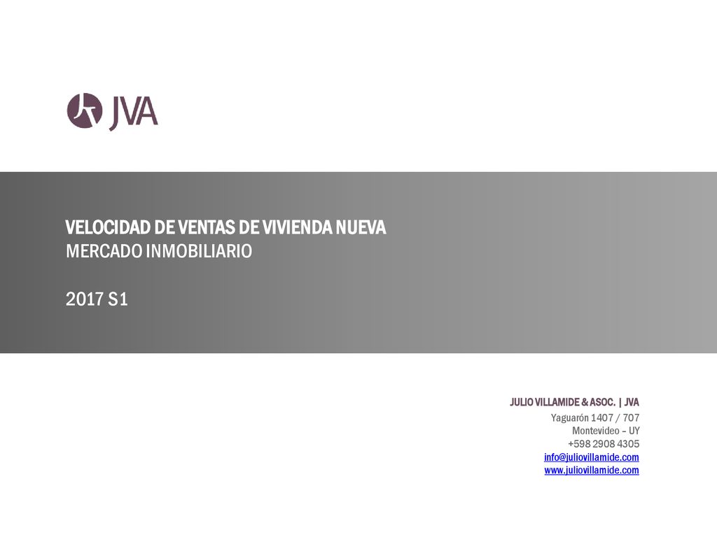 VELOCIDAD DE VENTAS DE VIVIENDA NUEVA MERCADO INMOBILIARIO 2017 S1