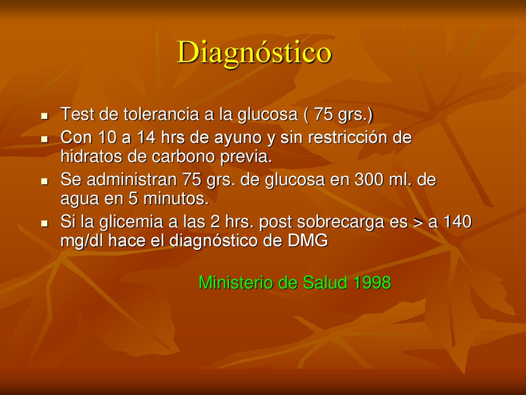 Diagnóstico Test de tolerancia a la glucosa ( 75 grs.)