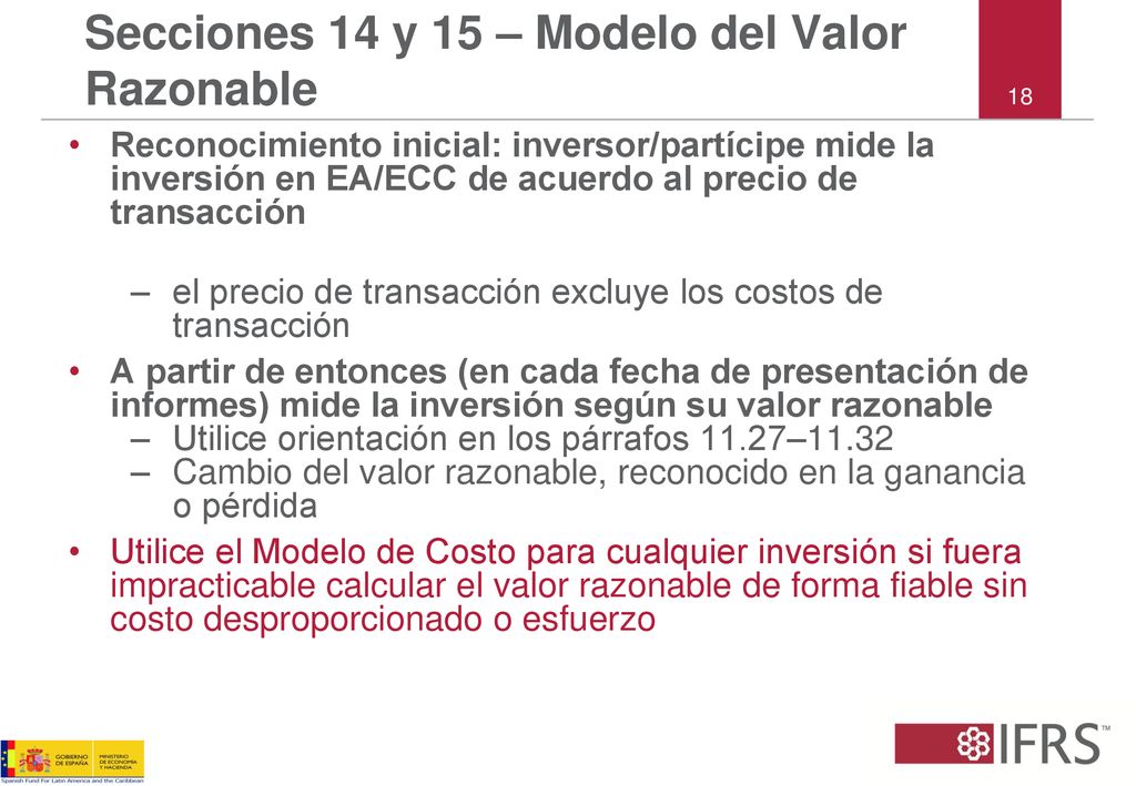 Secciones 14 y 15 – Modelo del Valor Razonable