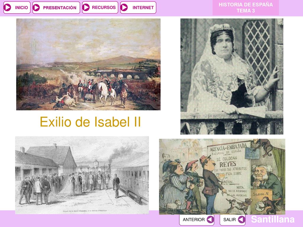 HISTORIA DE ESPAÑA TEMA 3 Exilio de Isabel II Mª Victoria Landa
