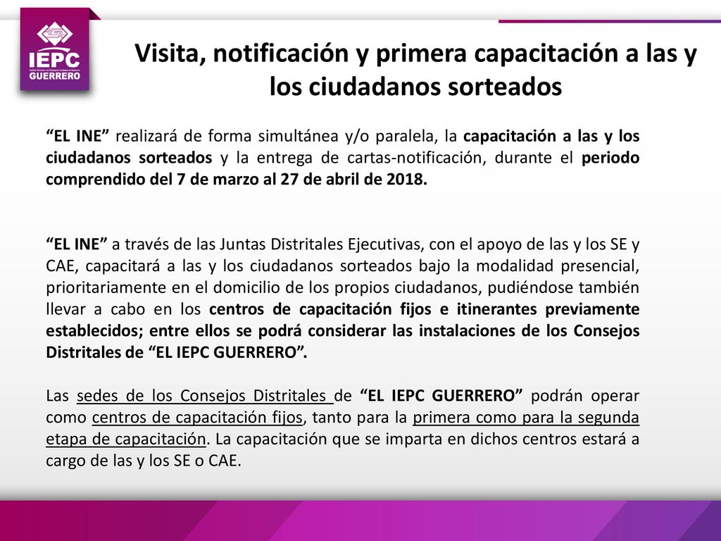 Visita, notificación y primera capacitación a las y los ciudadanos sorteados
