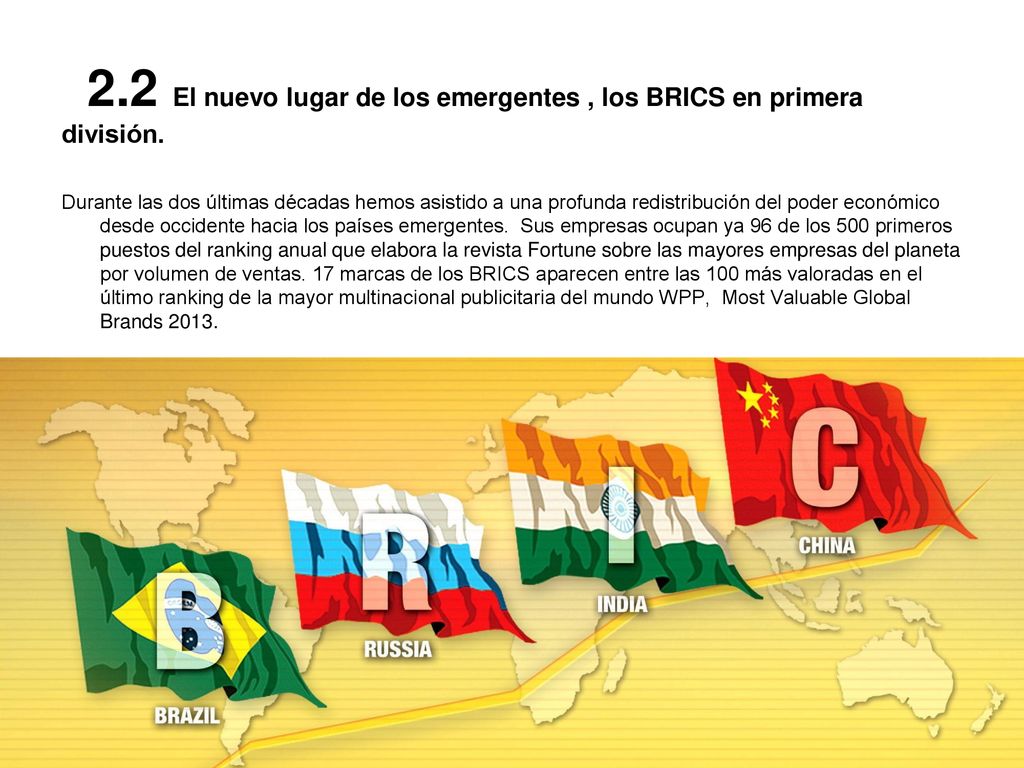 2.2 El nuevo lugar de los emergentes , los BRICS en primera división.