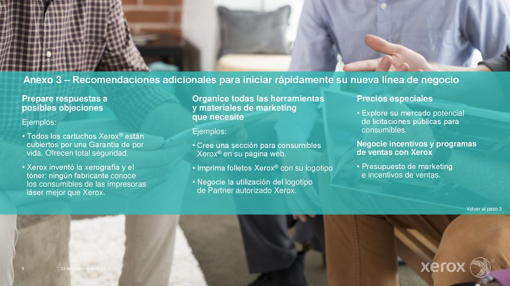 Anexo 3 – Recomendaciones adicionales para iniciar rápidamente su nueva línea de negocio