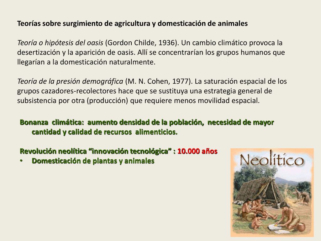 Teorías sobre surgimiento de agricultura y domesticación de animales