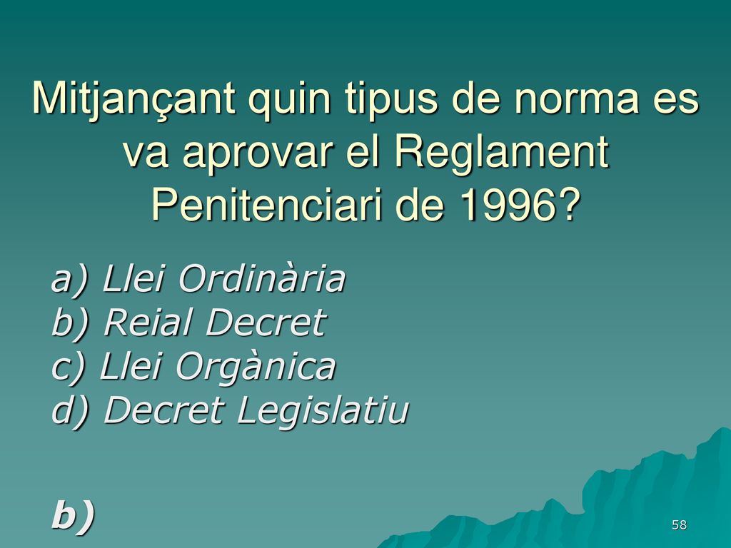 Mitjançant quin tipus de norma es va aprovar el Reglament Penitenciari de 1996