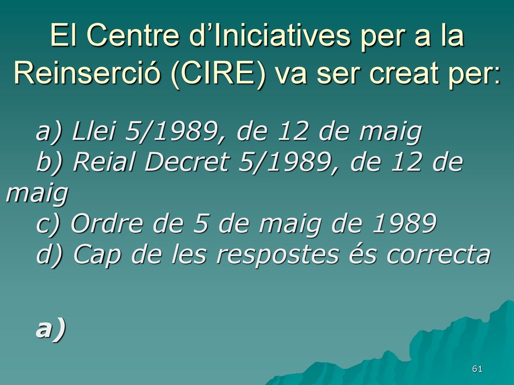El Centre d’Iniciatives per a la Reinserció (CIRE) va ser creat per: