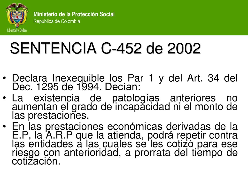 SENTENCIA C-452 de 2002 Declara Inexequible los Par 1 y del Art. 34 del Dec de Decían: