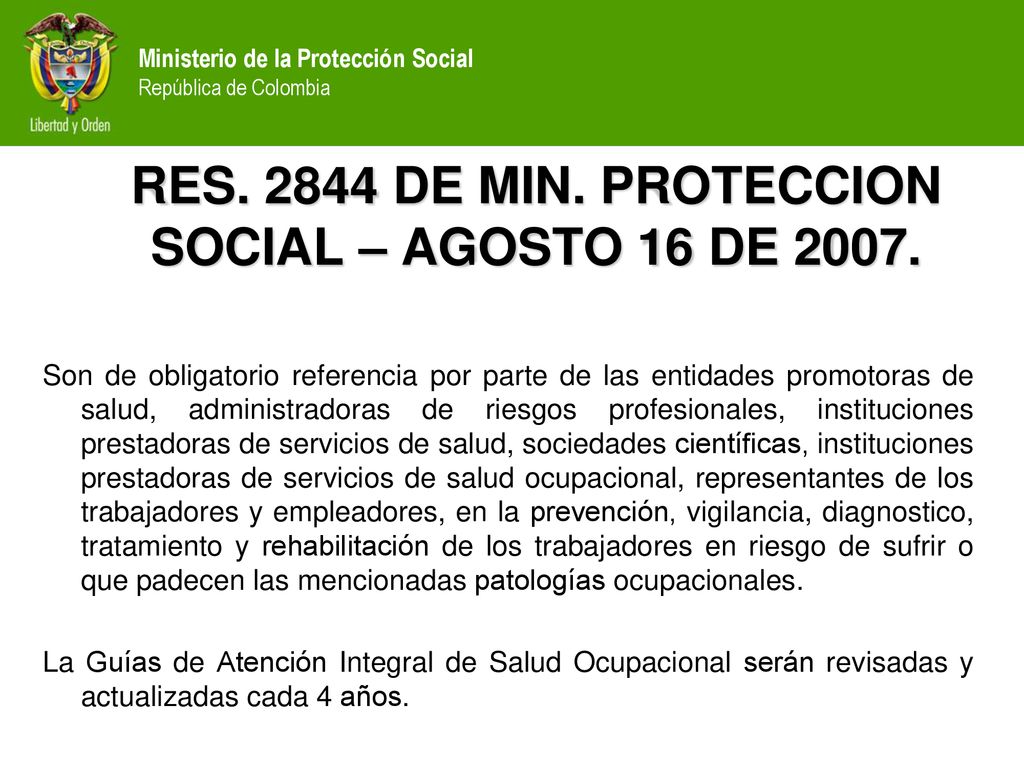 RES DE MIN. PROTECCION SOCIAL – AGOSTO 16 DE 2007.