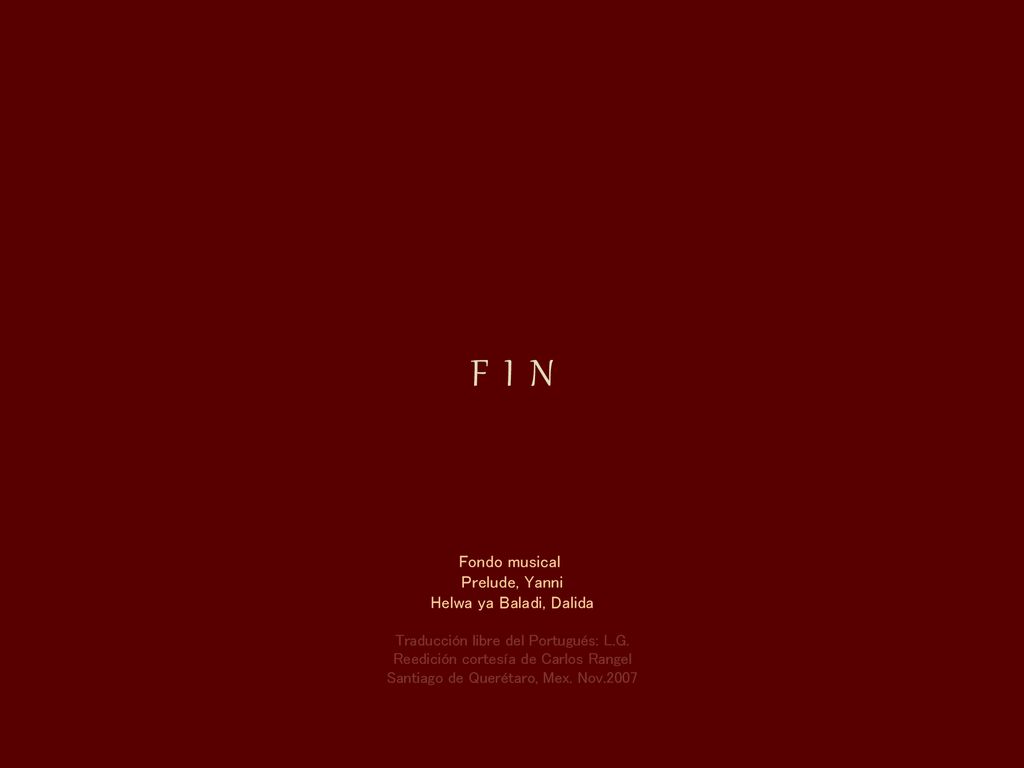 F I N Fondo musical Prelude, Yanni Helwa ya Baladi, Dalida