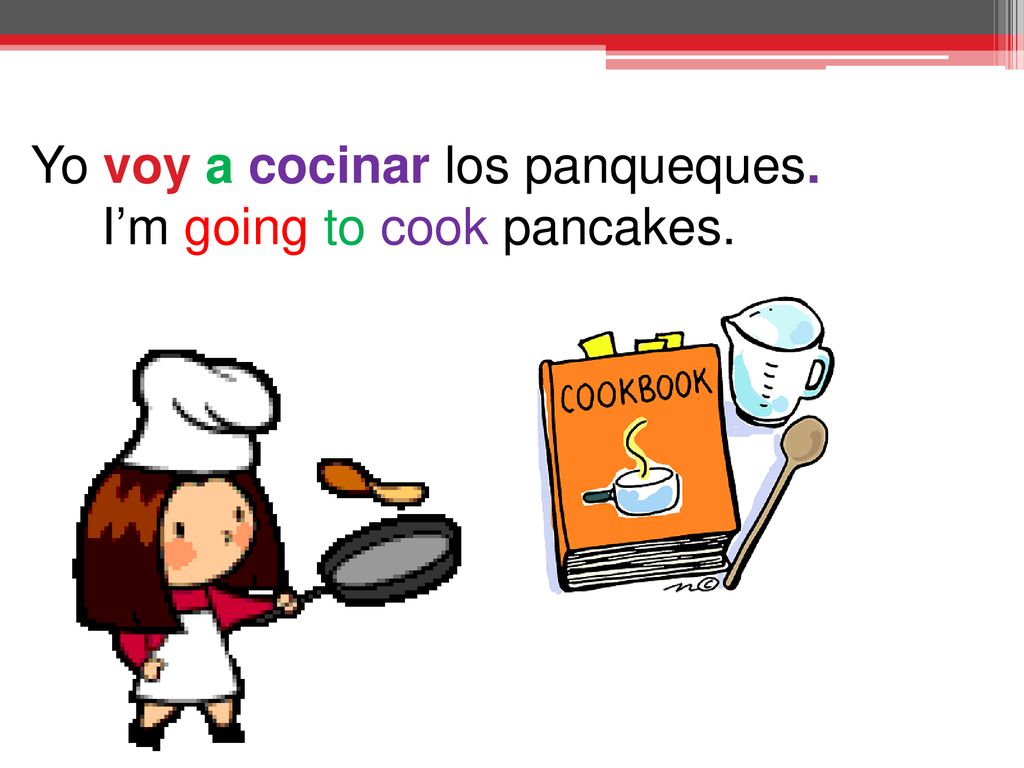 Yo voy a cocinar los panqueques. I’m going to cook pancakes.