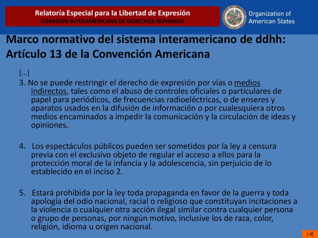 Relatoría Especial para la Libertad de Expresión COMISIÓN INTERAMERICANA DE DERECHOS HUMANOS