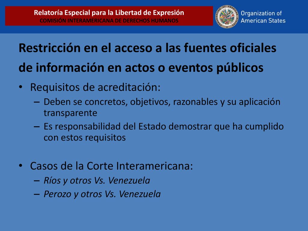 Relatoría Especial para la Libertad de Expresión COMISIÓN INTERAMERICANA DE DERECHOS HUMANOS