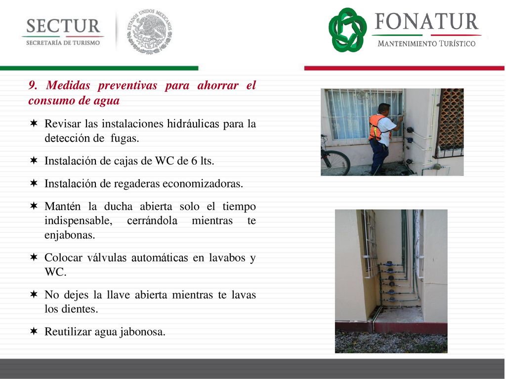 9. Medidas preventivas para ahorrar el consumo de agua