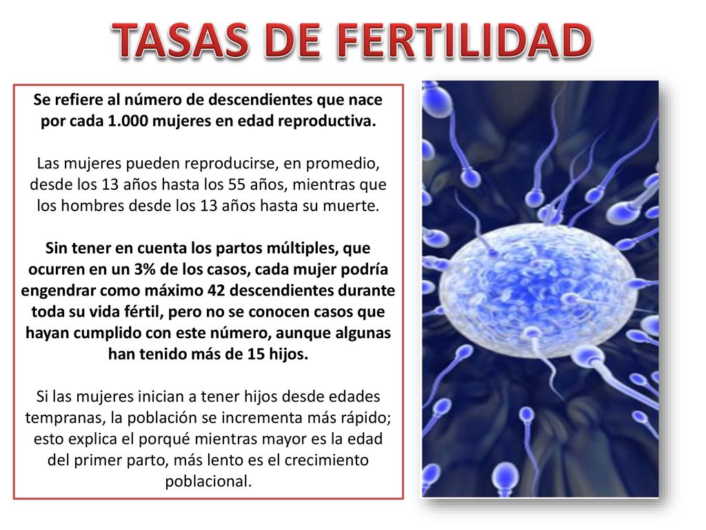 TASAS DE FERTILIDAD Se refiere al número de descendientes que nace por cada mujeres en edad reproductiva.