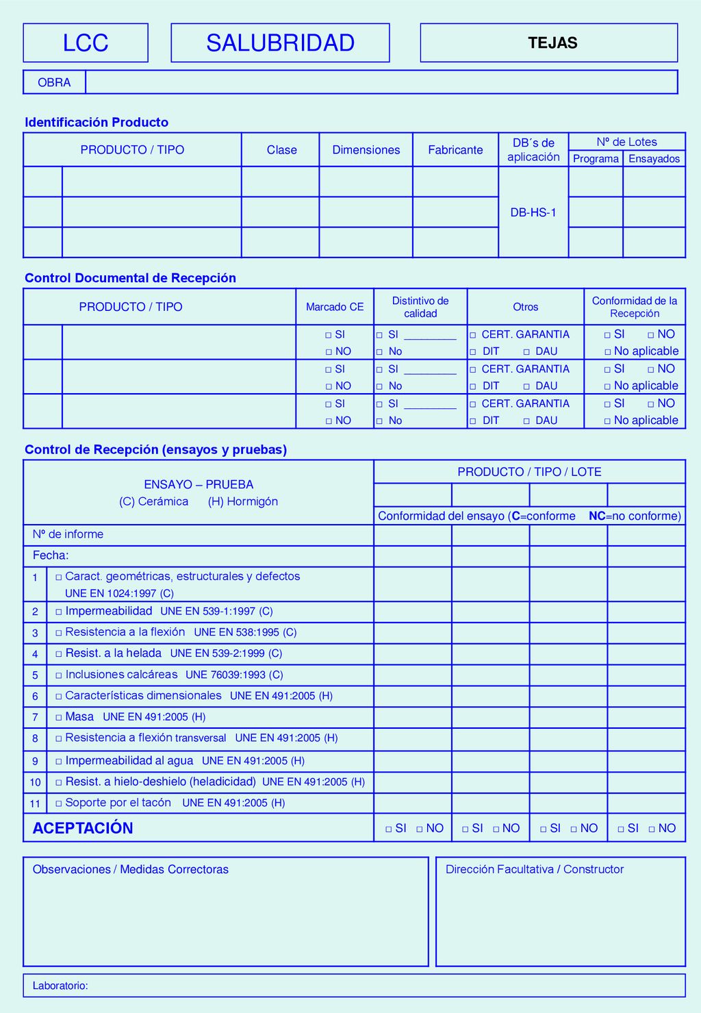 LCC SALUBRIDAD TEJAS ACEPTACIÓN Identificación Producto