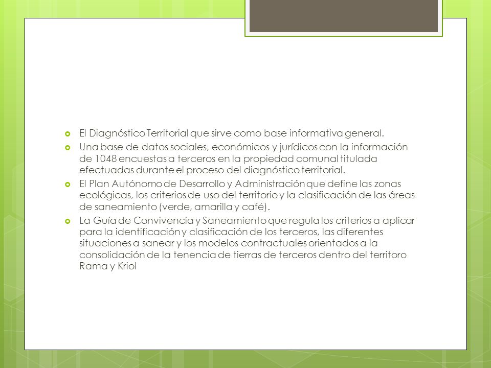 El Diagnóstico Territorial que sirve como base informativa general.