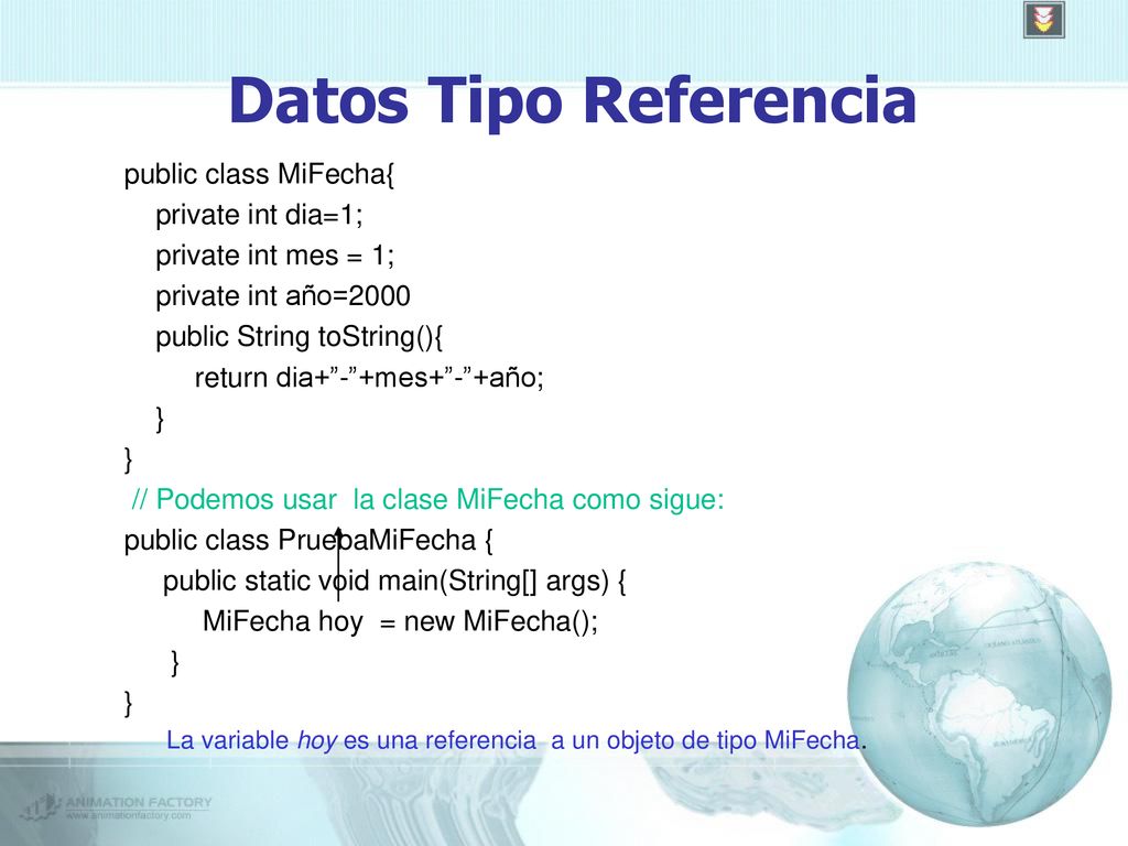 La variable hoy es una referencia a un objeto de tipo MiFecha.