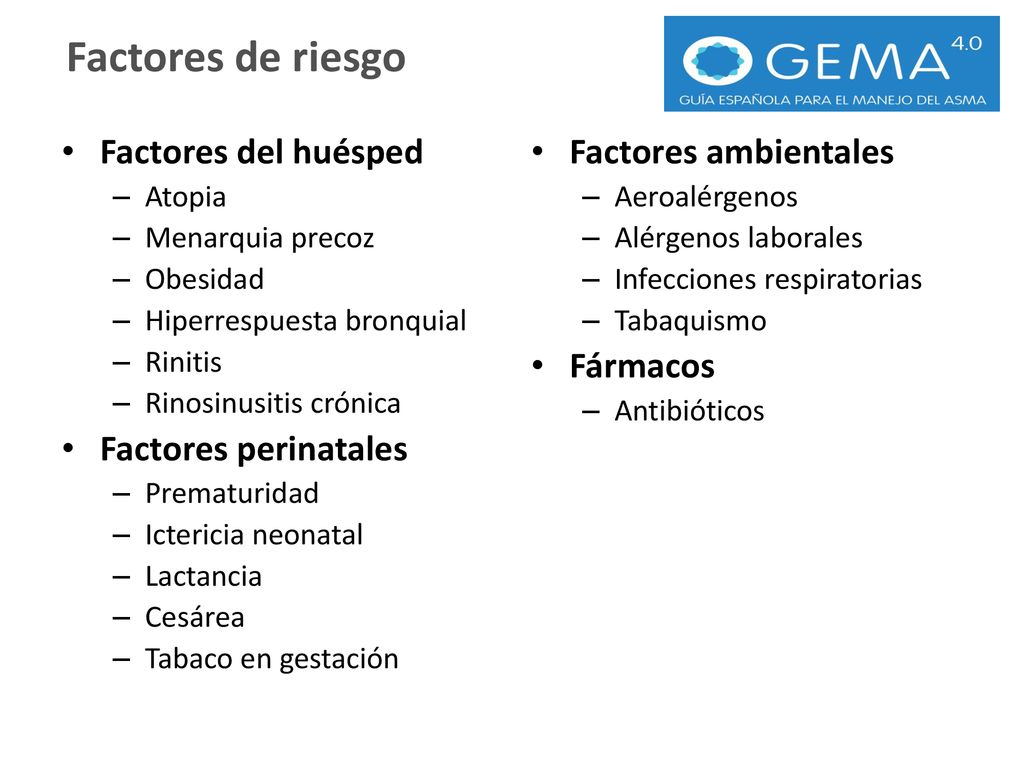 Factores de riesgo Factores del huésped Factores perinatales