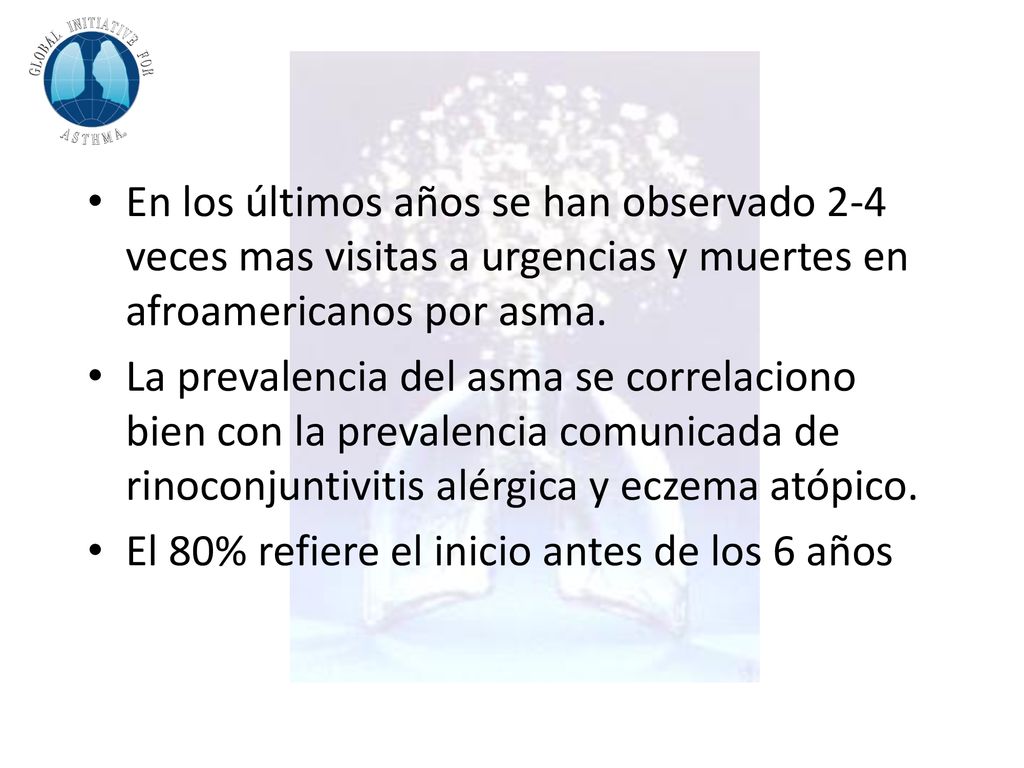 En los últimos años se han observado 2-4 veces mas visitas a urgencias y muertes en afroamericanos por asma.