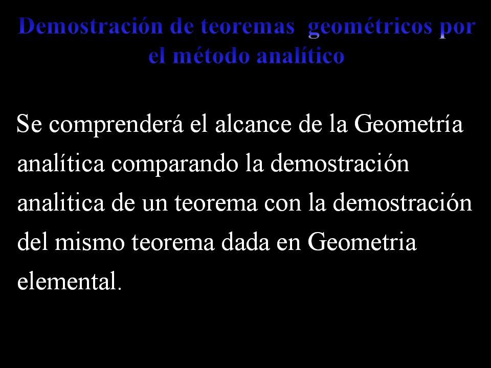 Demostración de teoremas geométricos por el método analítico