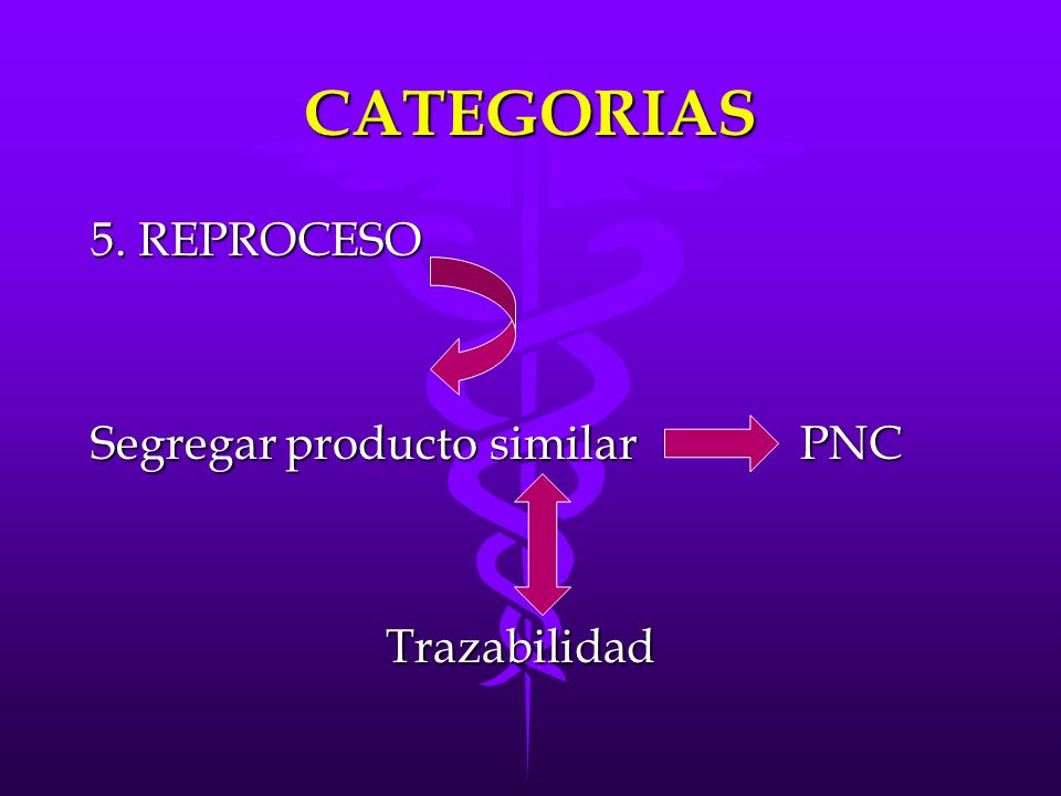 CATEGORIAS 5. REPROCESO Segregar producto similar PNC Trazabilidad
