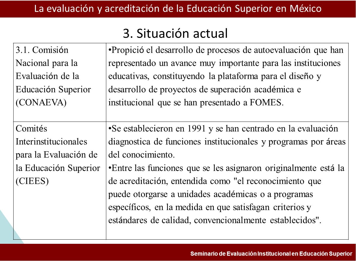 La evaluación y acreditación de la Educación Superior en México