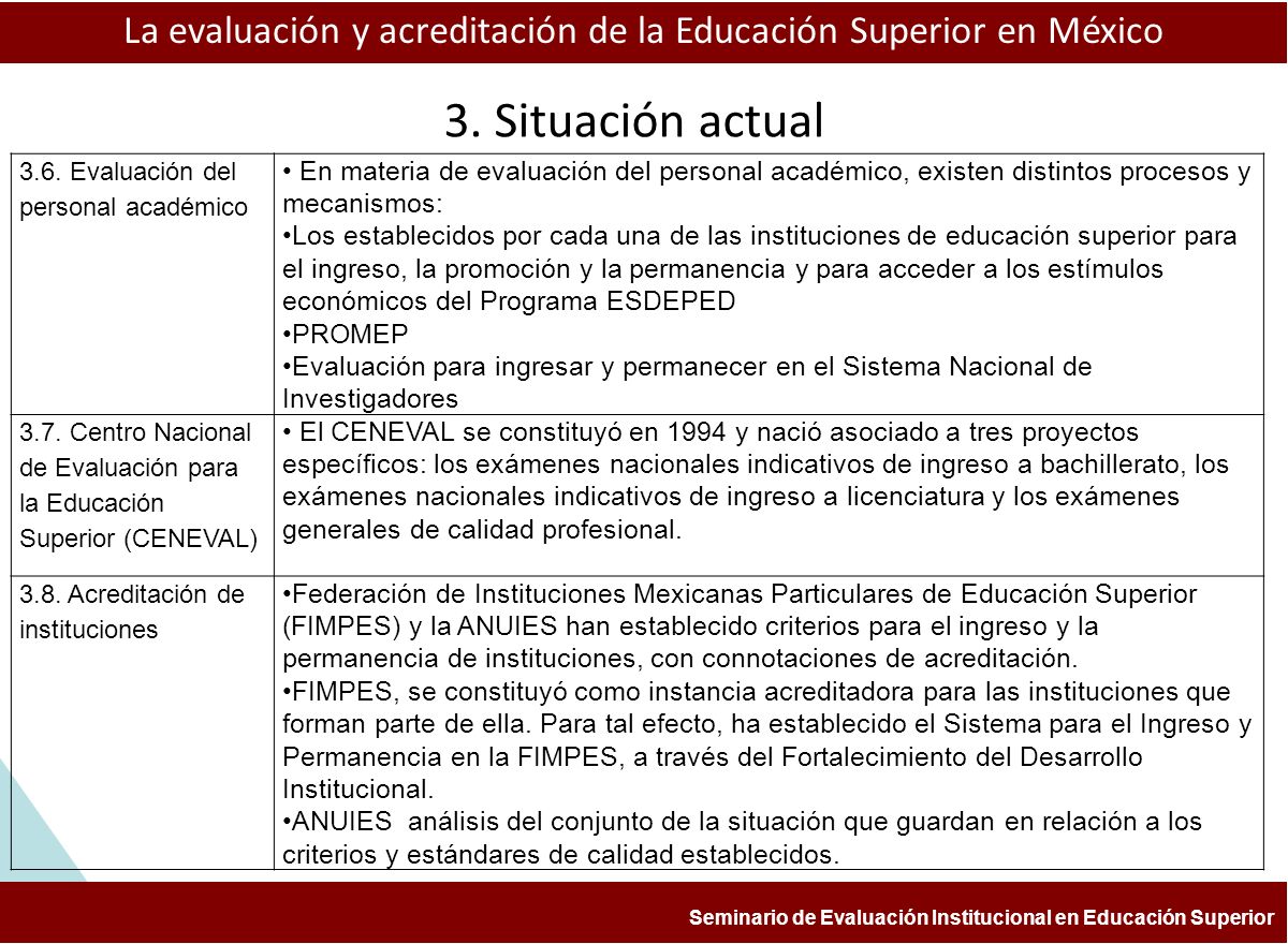 La evaluación y acreditación de la Educación Superior en México