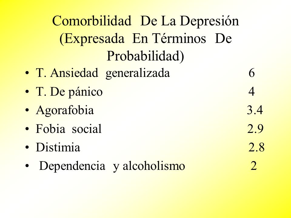 Comorbilidad De La Depresión (Expresada En Términos De Probabilidad)