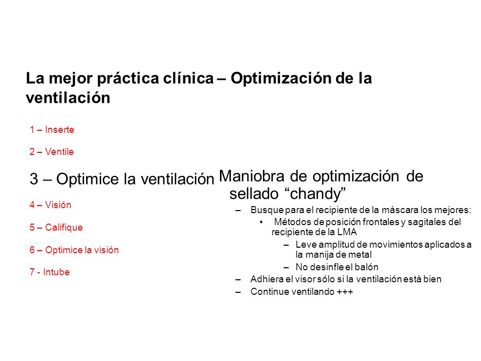 La mejor práctica clínica – Optimización de la ventilación