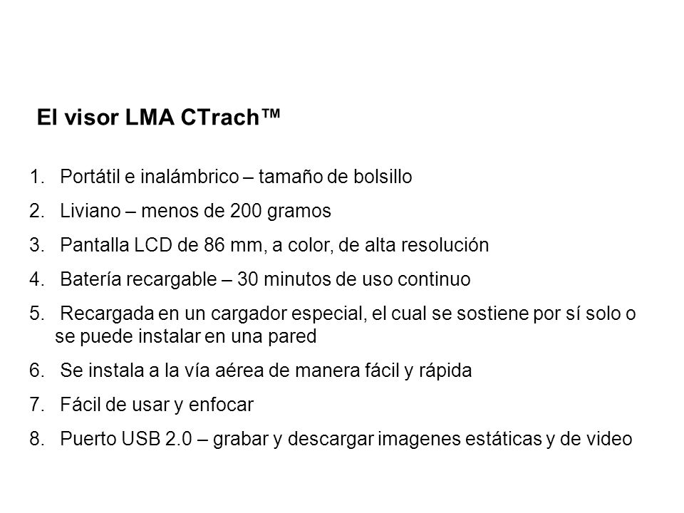 El visor LMA CTrach™ Portátil e inalámbrico – tamaño de bolsillo