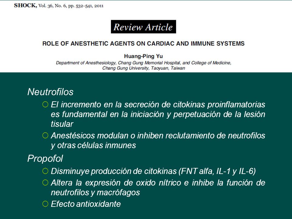 Neutrofilos El incremento en la secreción de citokinas proinflamatorias es fundamental en la iniciación y perpetuación de la lesión tisular.