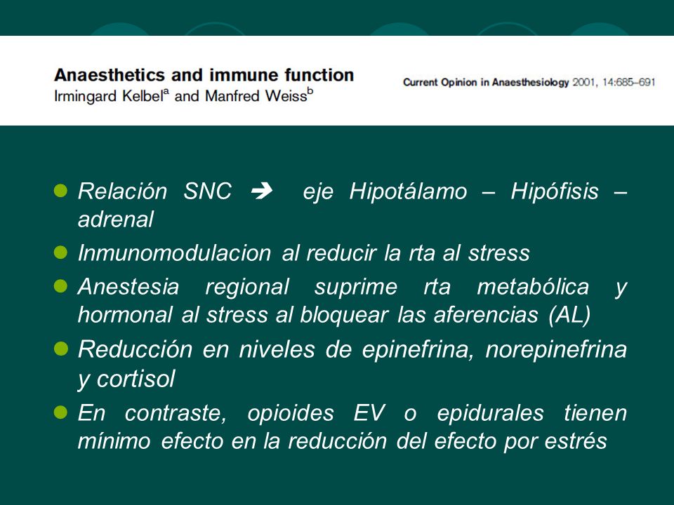 Reducción en niveles de epinefrina, norepinefrina y cortisol