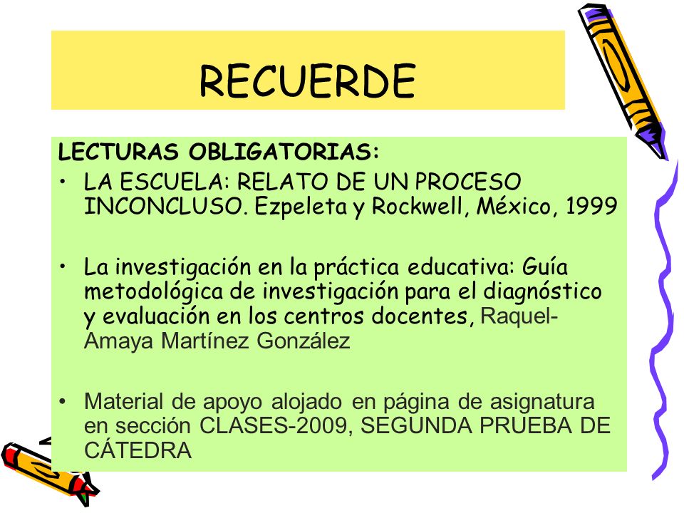 RECUERDE LECTURAS OBLIGATORIAS: