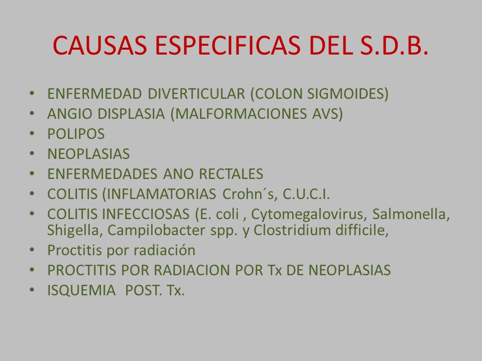 CAUSAS ESPECIFICAS DEL S.D.B.