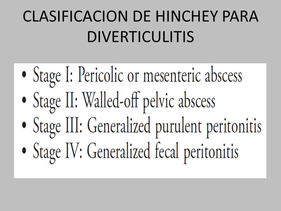 CLASIFICACION DE HINCHEY PARA DIVERTICULITIS