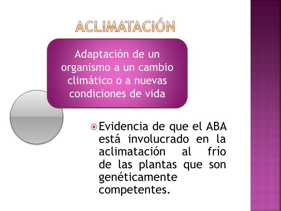 Aclimatación Adaptación de un organismo a un cambio climático o a nuevas condiciones de vida.