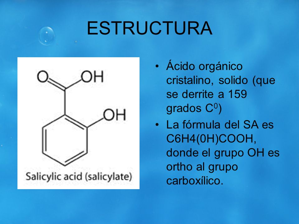 ESTRUCTURA Ácido orgánico cristalino, solido (que se derrite a 159 grados C0)