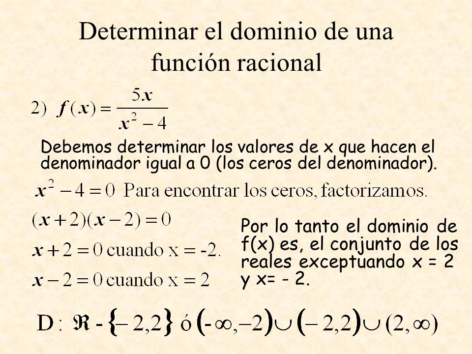 Determinar el dominio de una función racional - ppt descargar