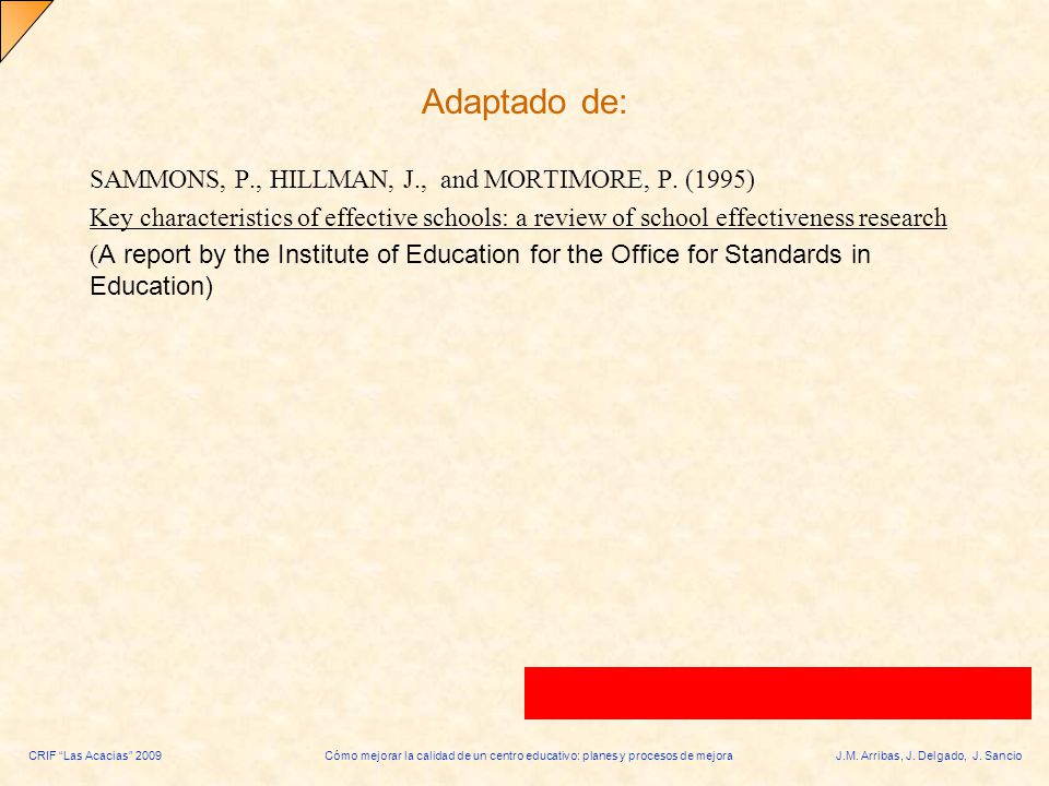 Adaptado de: SAMMONS, P., HILLMAN, J., and MORTIMORE, P. (1995)