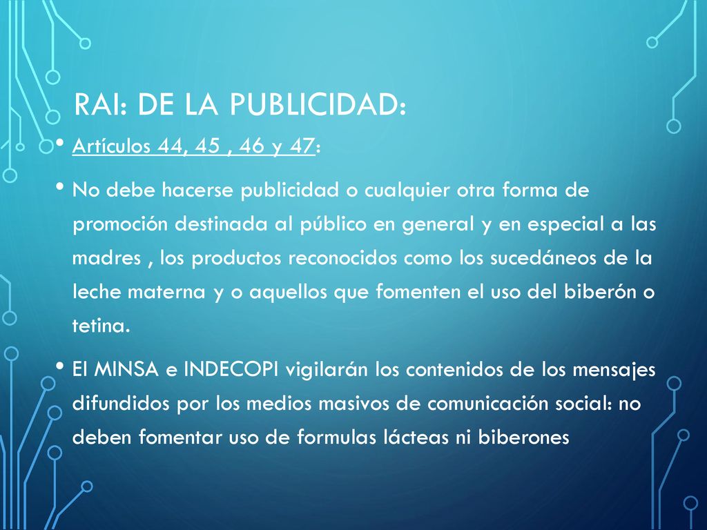 RAI: de la Publicidad: Artículos 44, 45 , 46 y 47: