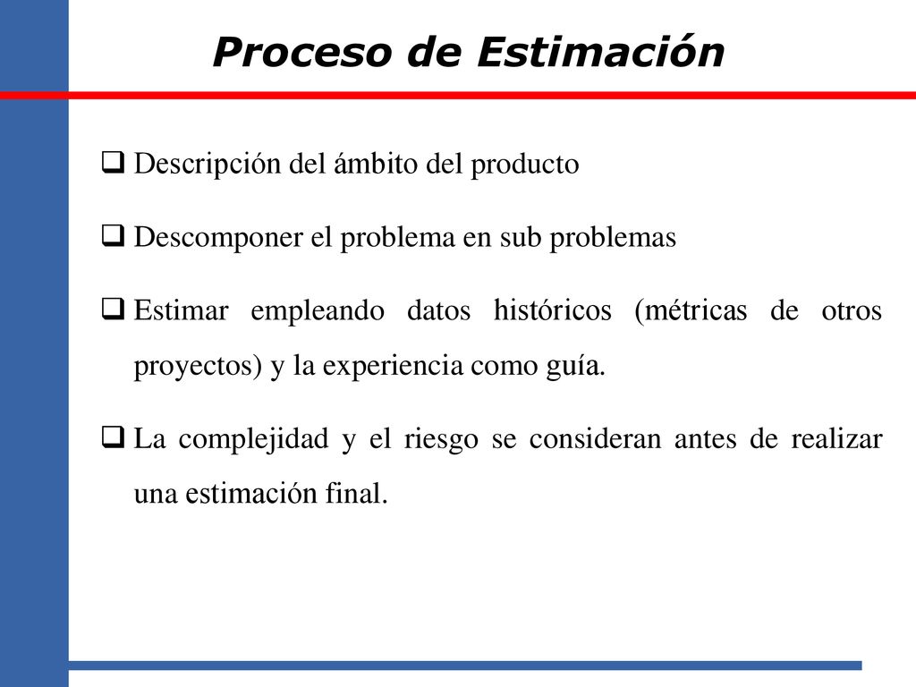 Proceso de Estimación Descripción del ámbito del producto