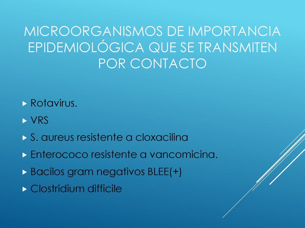 Microorganismos de importancia epidemiológica que se transmiten por contacto