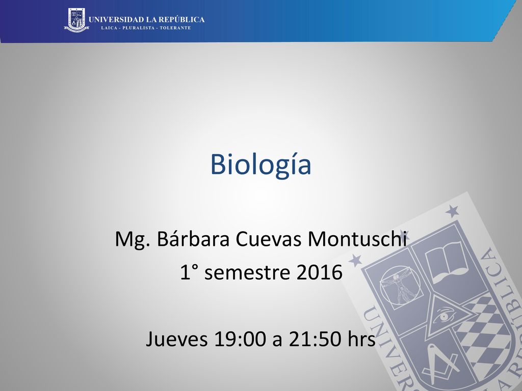 Mg. Bárbara Cuevas Montuschi 1° semestre 2016 Jueves 19:00 a 21:50 hrs