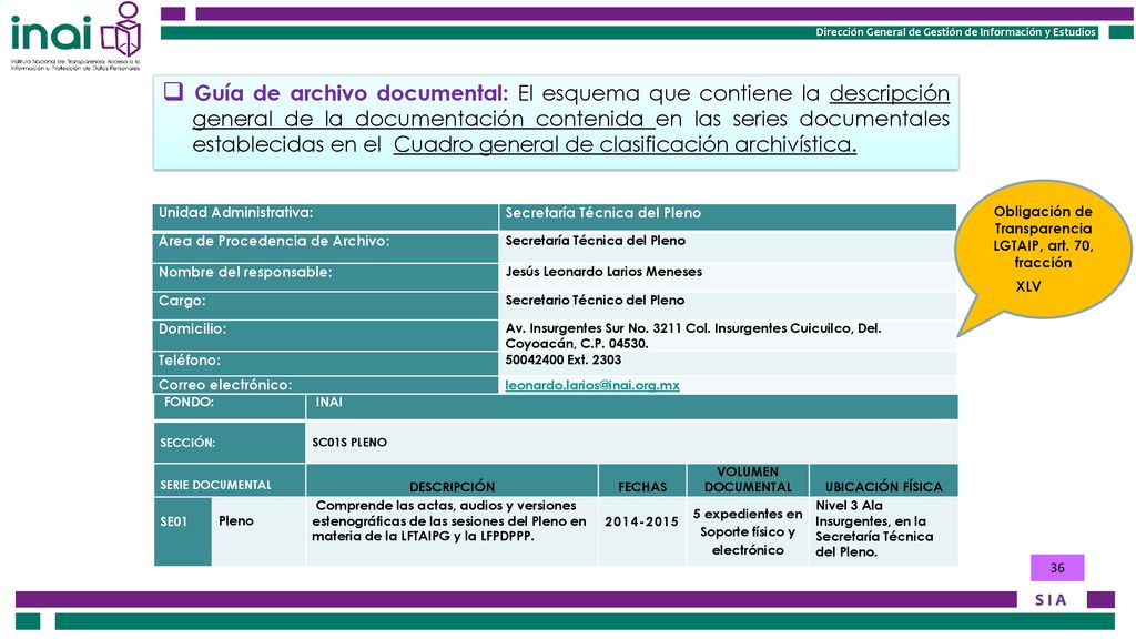 Guía de archivo documental: El esquema que contiene la descripción general de la documentación contenida en las series documentales establecidas en el Cuadro general de clasificación archivística.