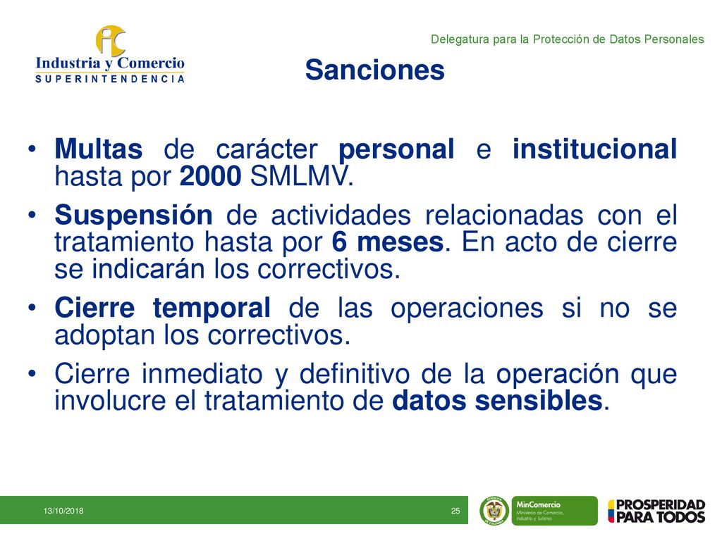 Multas de carácter personal e institucional hasta por 2000 SMLMV.