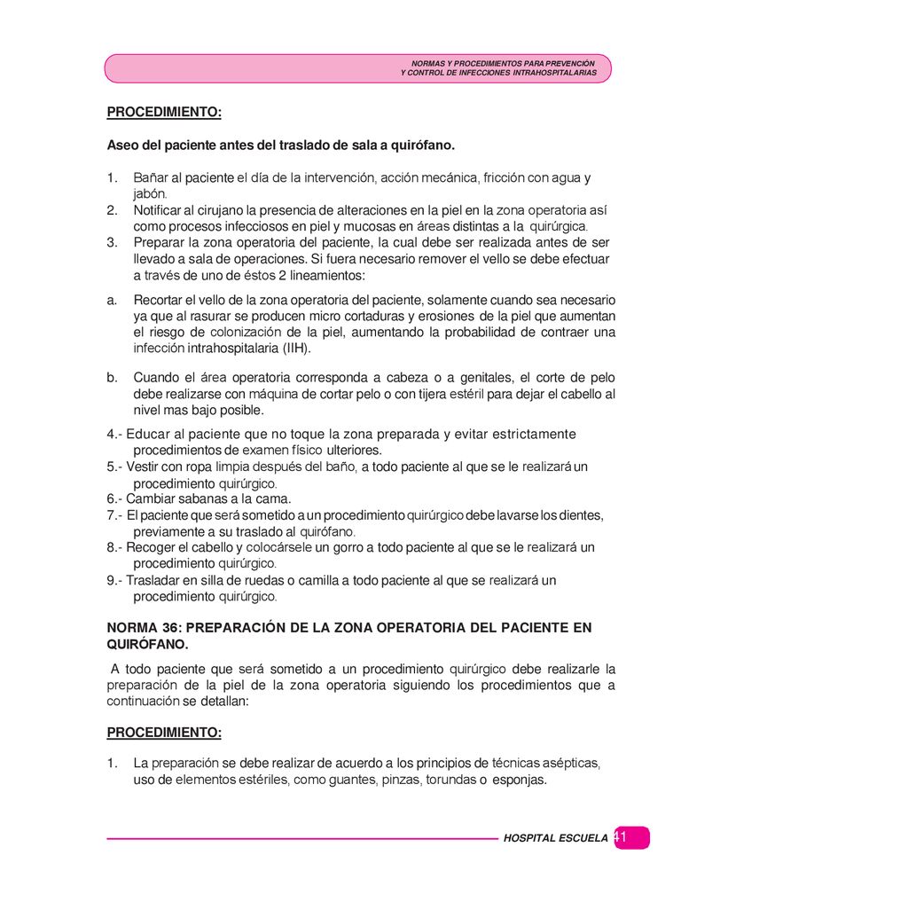 Aseo del paciente antes del traslado de sala a quirófano.